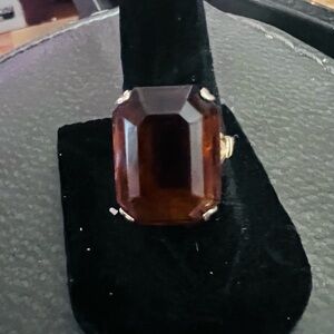 Gold-Setting Brown Emerald-Cut Cocktail Ring STAMPED AVON